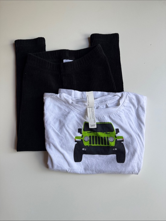 Other - Kids White Tee with Green Jeep Graphic